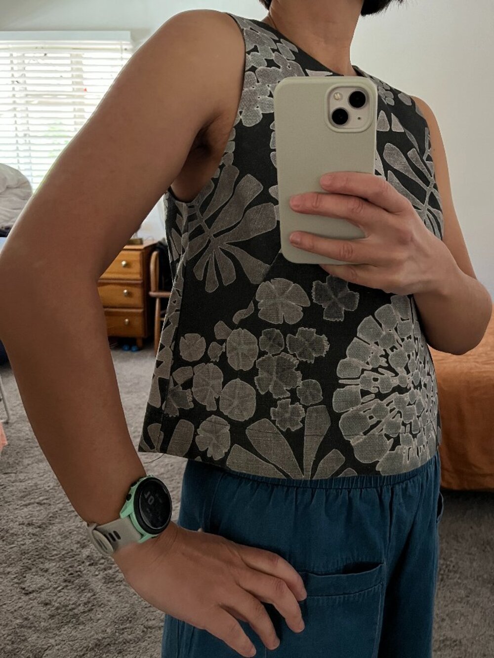 FUNKIS Melbourne Designer Sleeveless Structured Linen/Cotton top Sz S